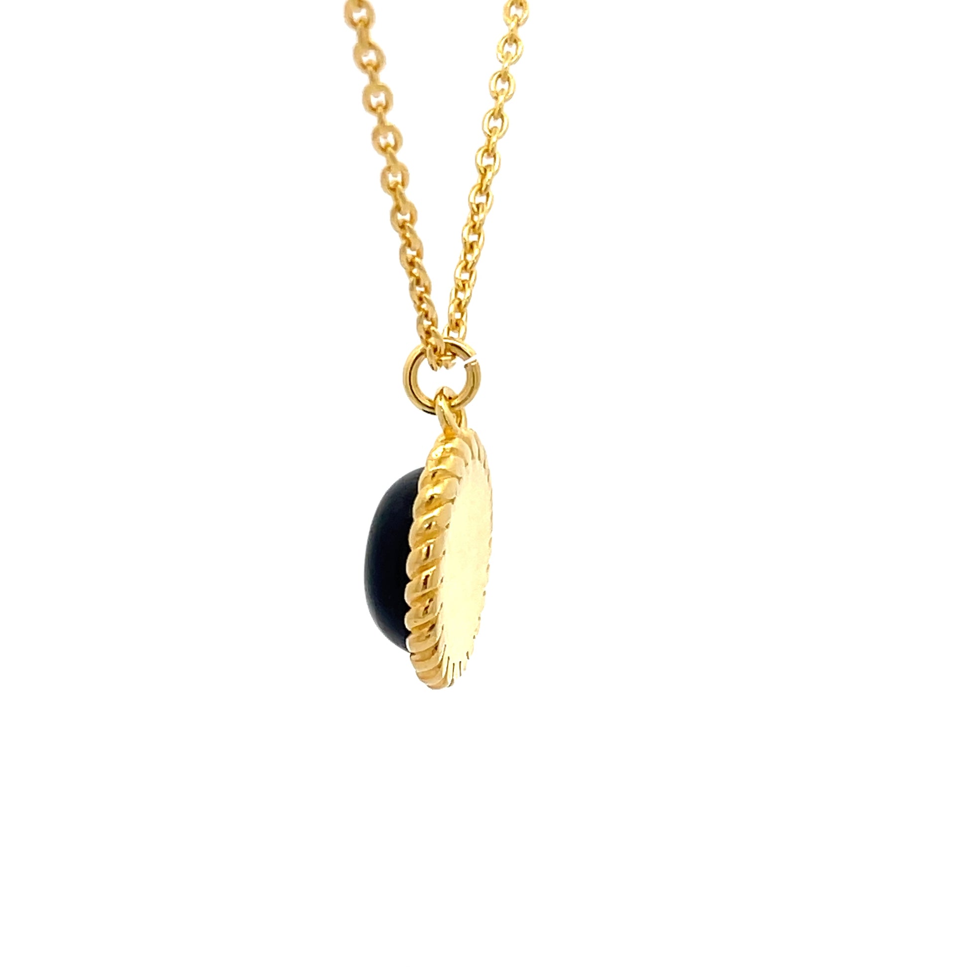 925 Silver Black Bead Oval Gold-Plated Necklace