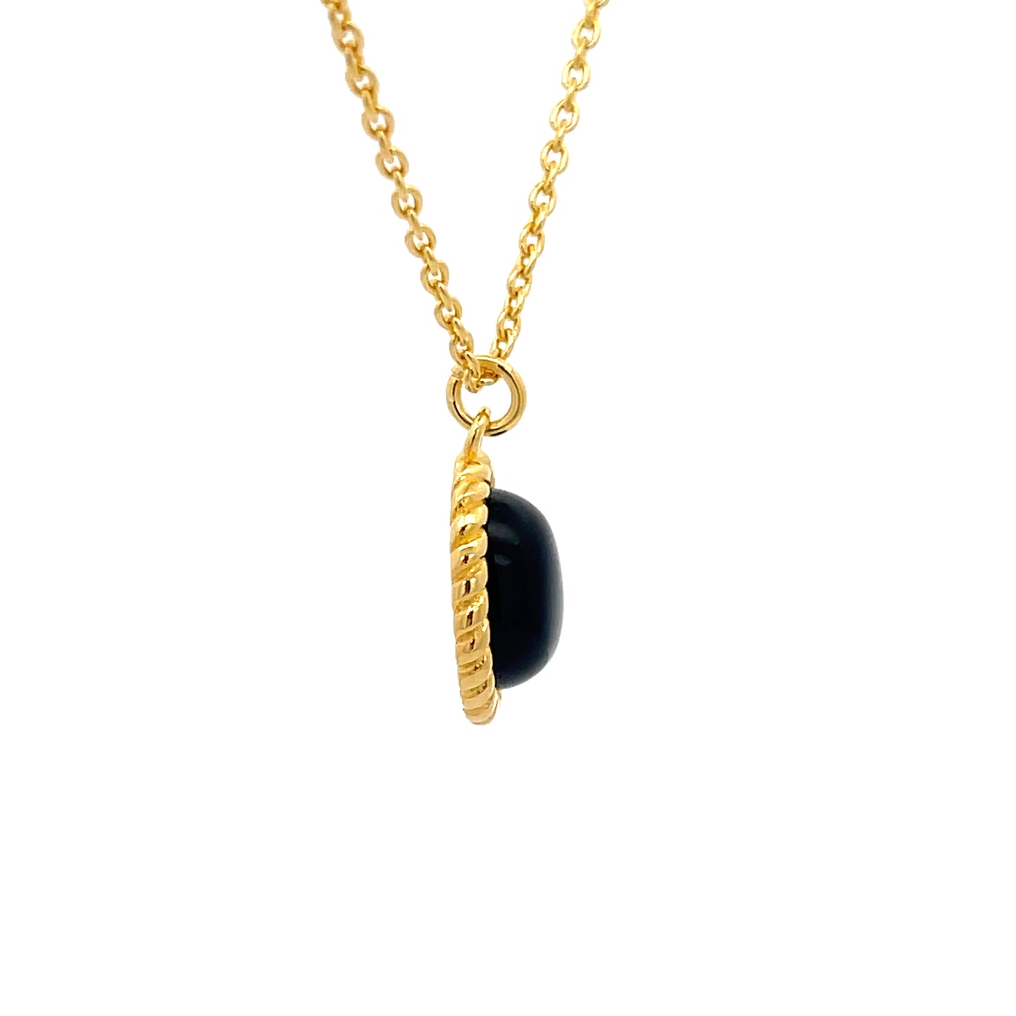 925 Silver Black Bead Oval Gold-Plated Necklace