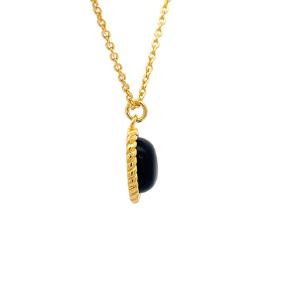 925 Silver Black Bead Oval Gold-Plated Necklace
