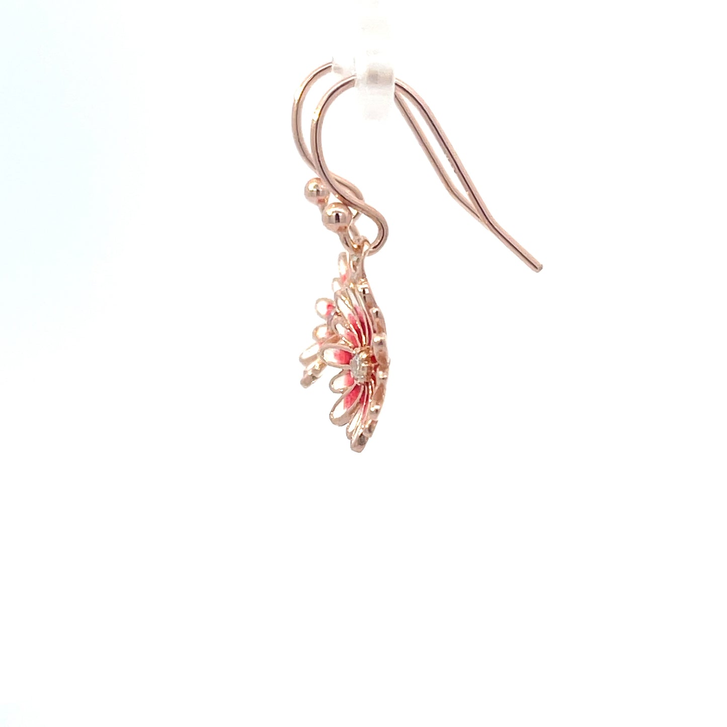 Ohrhänger mit rosa Blumen, Roségold-plattiert, 925er Silber mit Zirkonia