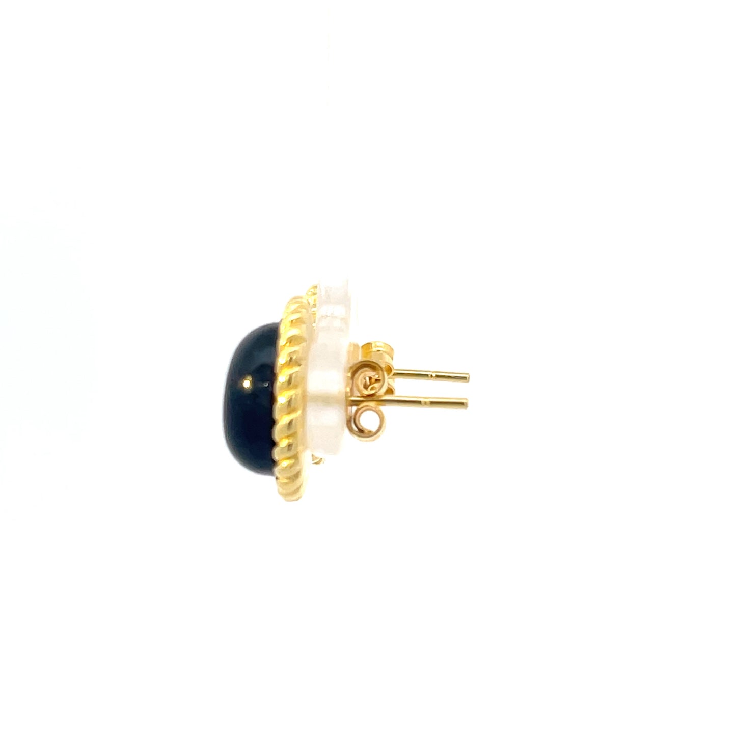 Ohrstecker aus 925er Silber, vergoldet, mit ovalem schwarzem Stein