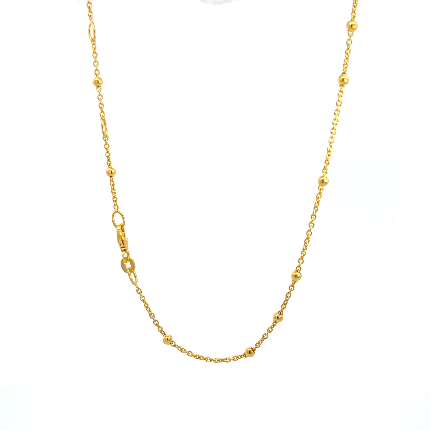 925 Silver Gold-Plated Beaded Chain Necklace