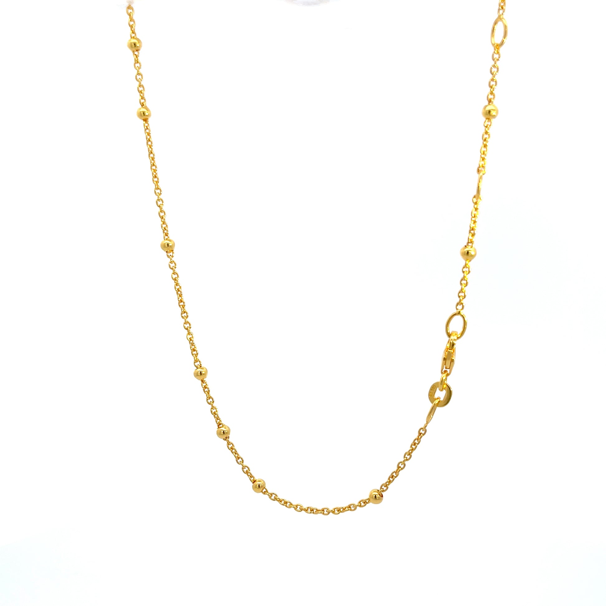 925 Silver Gold-Plated Beaded Chain Necklace