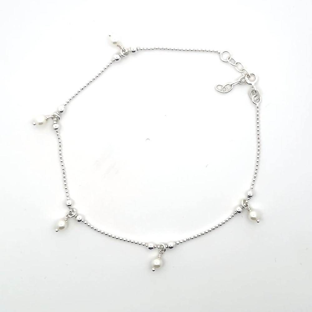 Fußkettchen aus 925er Silber mit Perlen