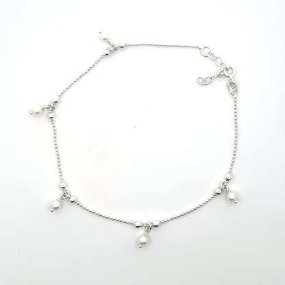 Fußkettchen aus 925er Silber mit Perlen