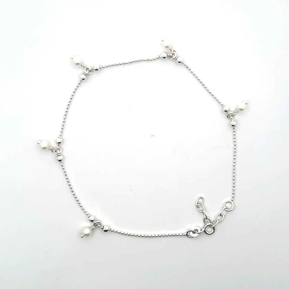 Fußkettchen aus 925er Silber mit Perlen
