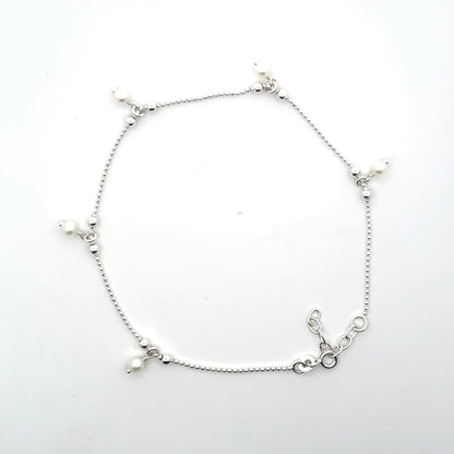 Fußkettchen aus 925er Silber mit Perlen