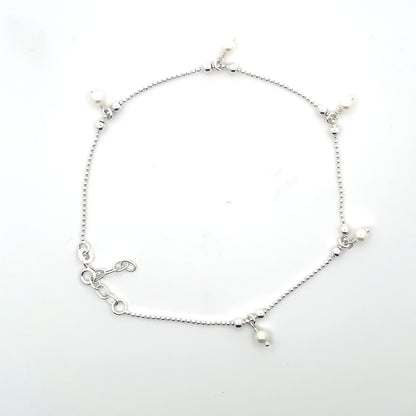 Fußkettchen aus 925er Silber mit Perlen