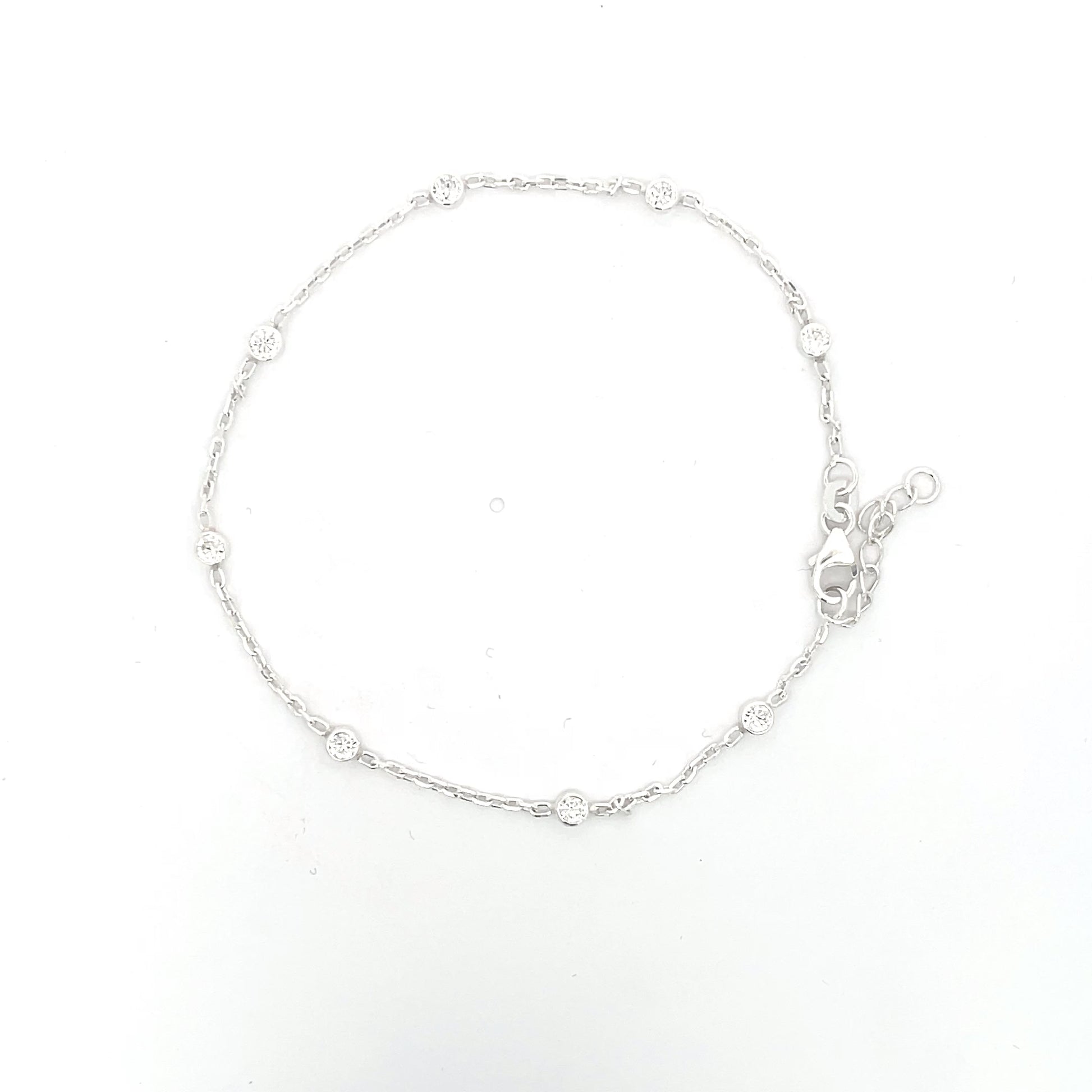 Fußkettchen aus 925er Silber mit unendlichem Glanz und Zirkonia-Solitär