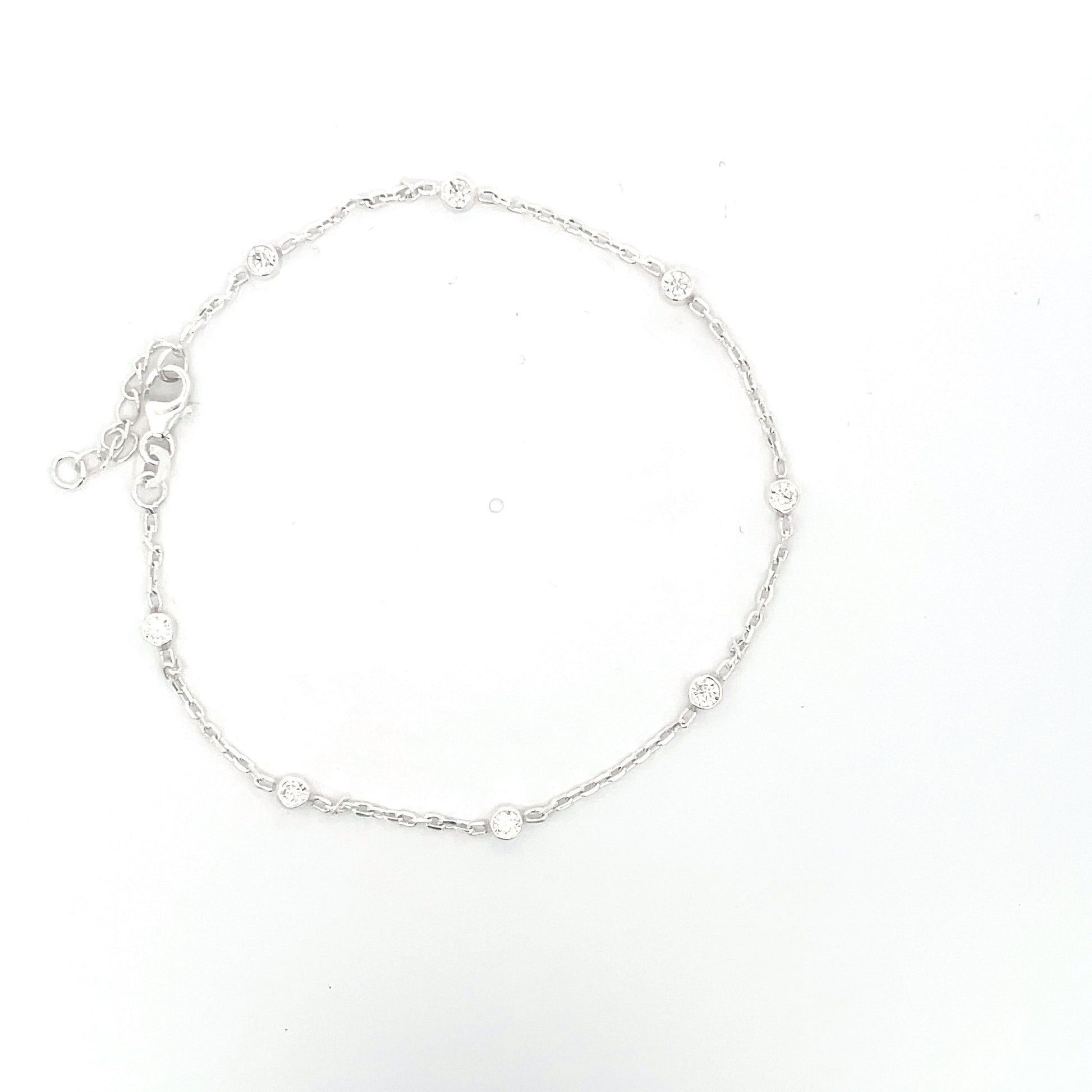 Fußkettchen aus 925er Silber mit unendlichem Glanz und Zirkonia-Solitär
