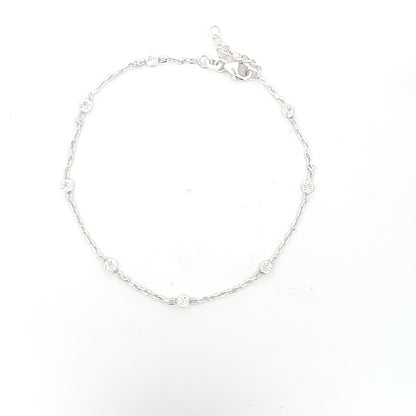 Fußkettchen aus 925er Silber mit unendlichem Glanz und Zirkonia-Solitär
