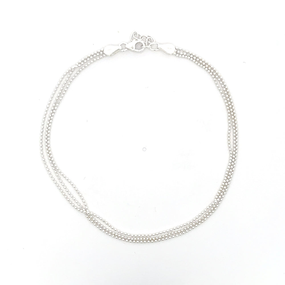 925 Sterling Silber Mehrstrangige Kugelkettchen-Fußkette