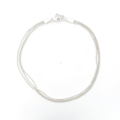 925 Sterling Silber Mehrstrangige Kugelkettchen-Fußkette