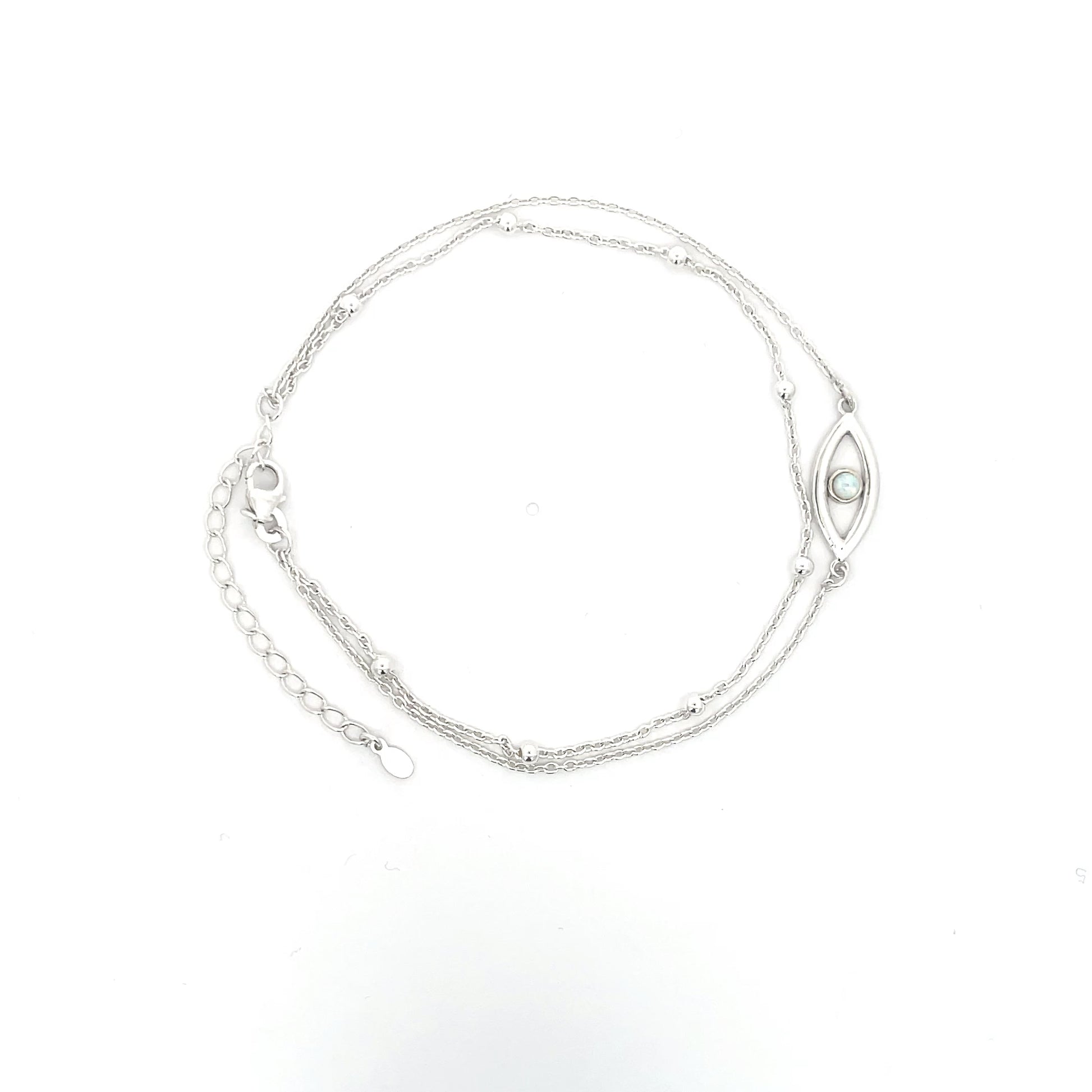 925er Silber Opal Evil Eye Doppelkette Fußkettchen