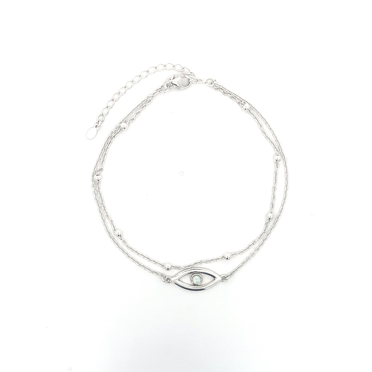 925er Silber Opal Evil Eye Doppelkette Fußkettchen