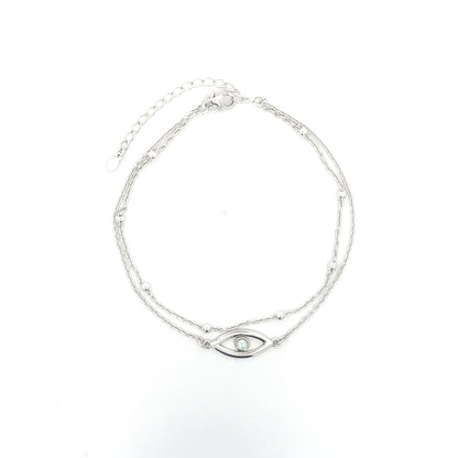 925er Silber Opal Evil Eye Doppelkette Fußkettchen