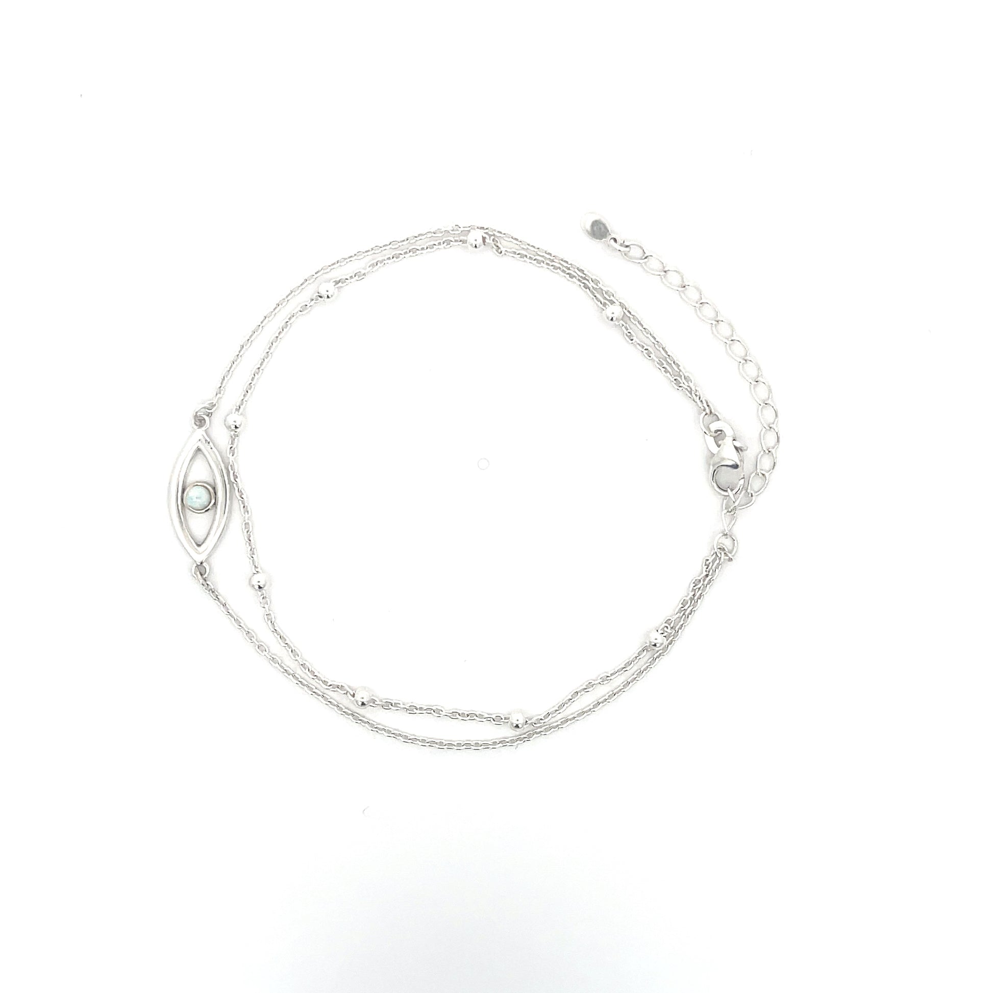 925er Silber Opal Evil Eye Doppelkette Fußkettchen