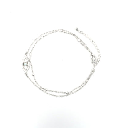 925er Silber Opal Evil Eye Doppelkette Fußkettchen