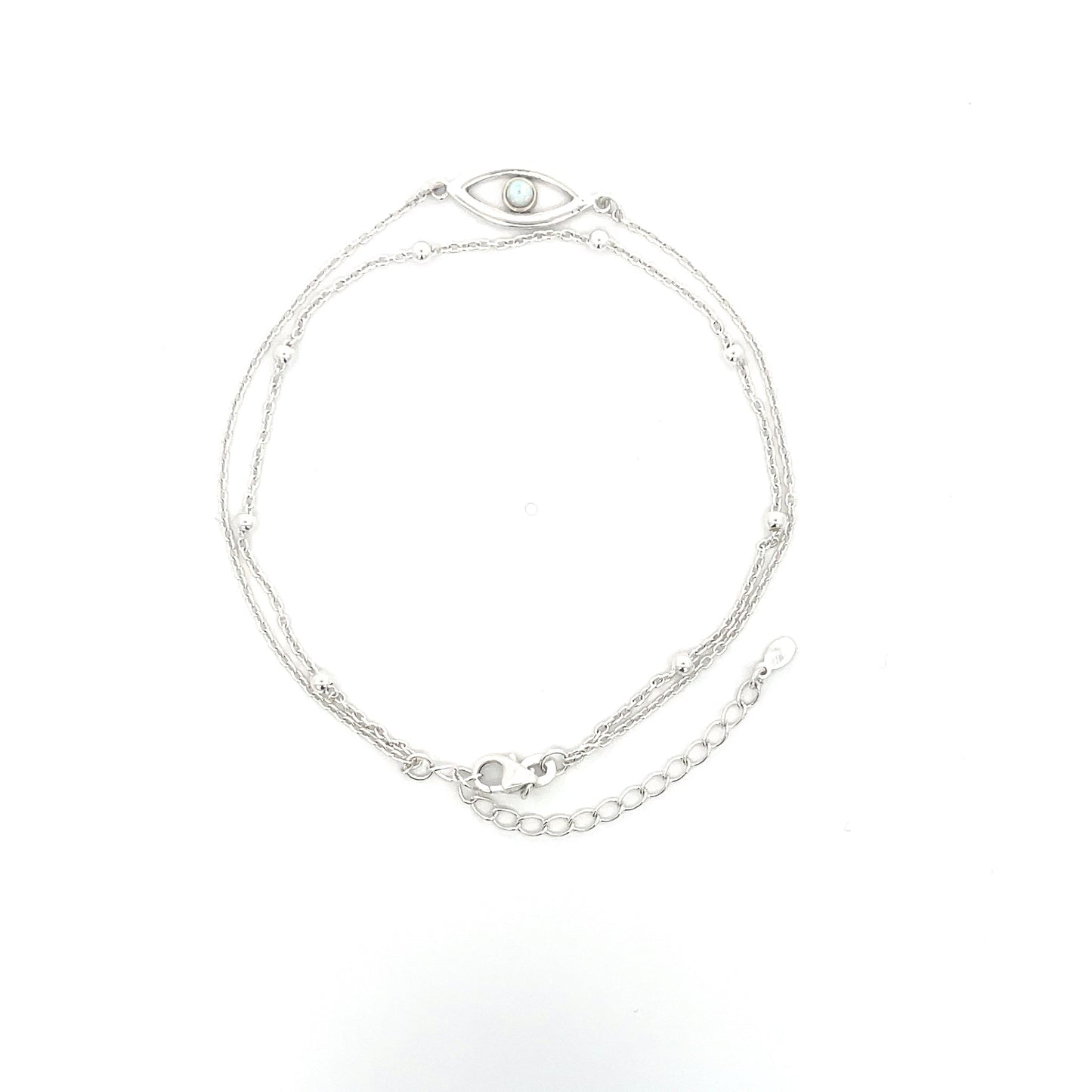 925er Silber Opal Evil Eye Doppelkette Fußkettchen