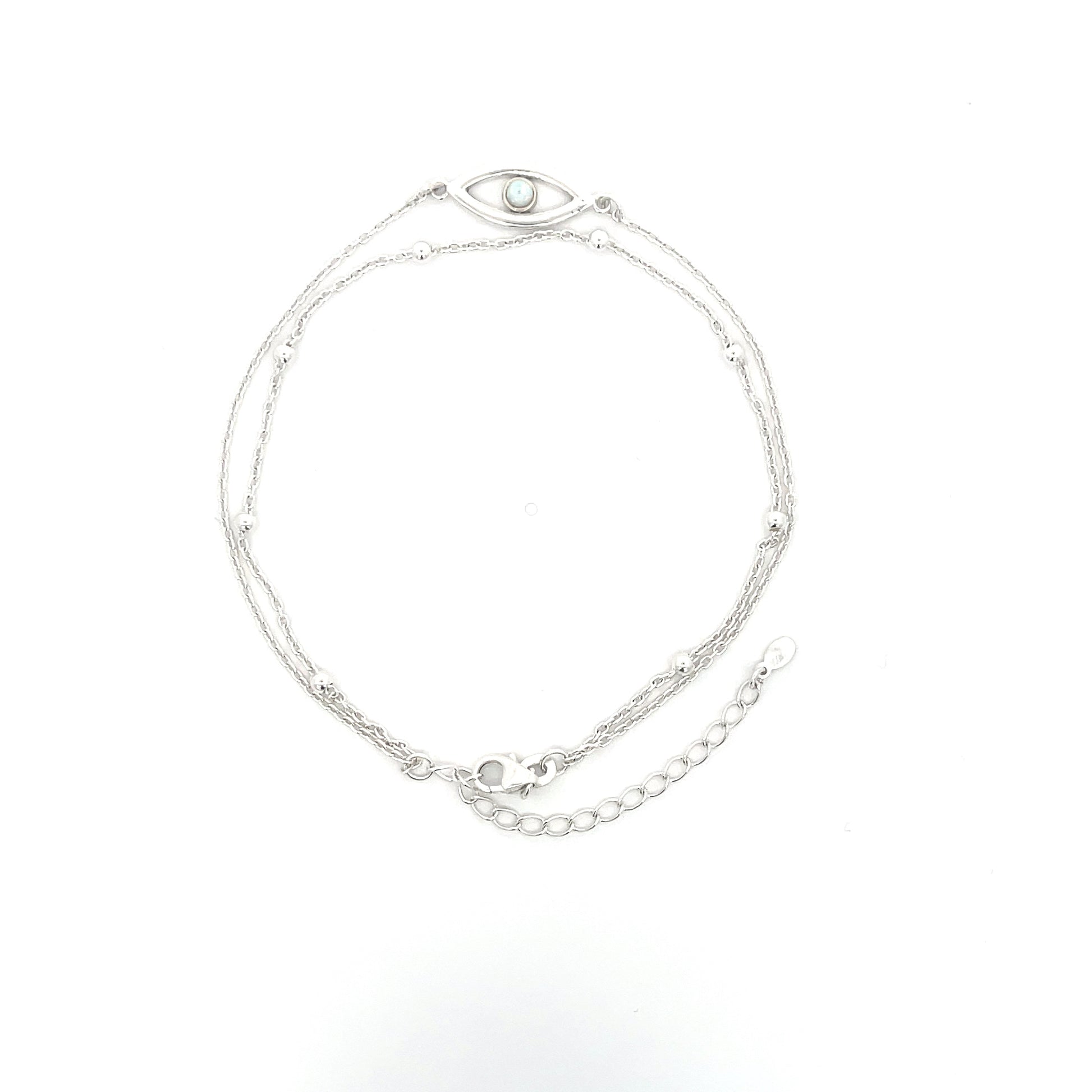 925er Silber Opal Evil Eye Doppelkette Fußkettchen