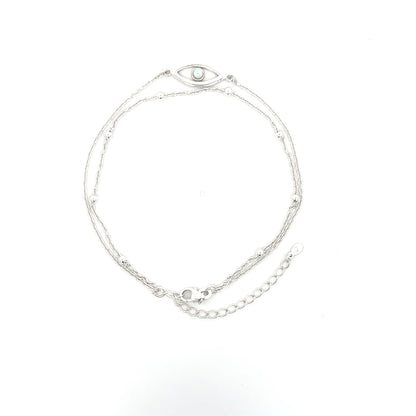 925er Silber Opal Evil Eye Doppelkette Fußkettchen