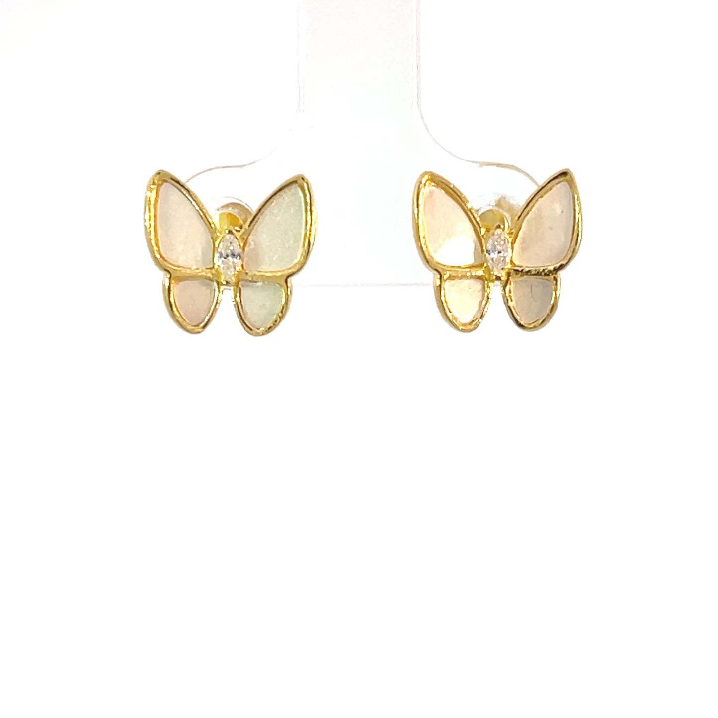 925er Silber Schmetterling Perlmutt Ohrstecker Gelbgold Vergoldung