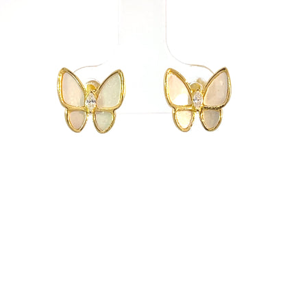925er Silber Schmetterling Perlmutt Ohrstecker Gelbgold Vergoldung