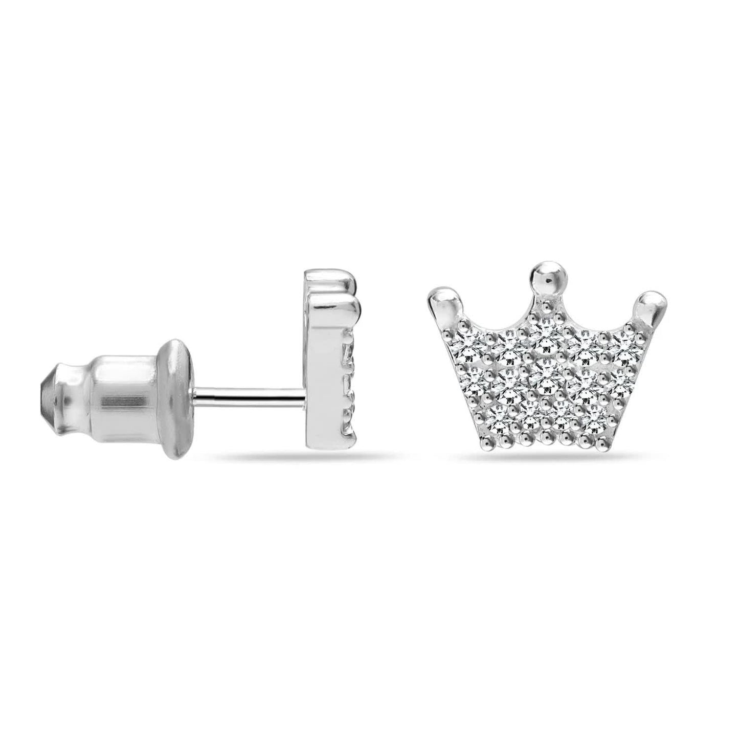 Ohrstecker Krone aus 925er Silber mit Kristallakzenten