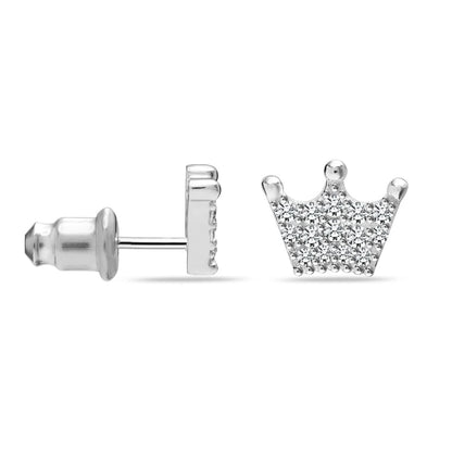 Ohrstecker Krone aus 925er Silber mit Kristallakzenten