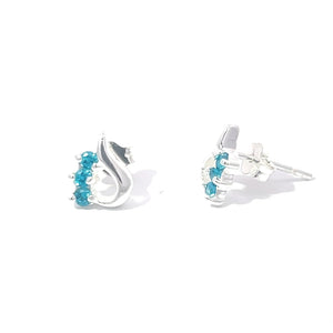925 Silver Blue zircon Paisley Stud Earrings