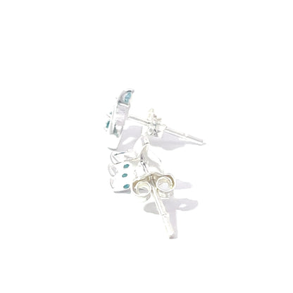 Ohrstecker aus 925er Silber mit blauem Zirkon und Paisleymuster