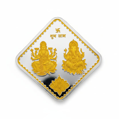 999 10 g Laxmi Ganesh Diamantförmige Münze mit Goldpolitur