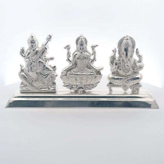 925 Silver Ganesh, Lakshmi, Saraswati Idol Set