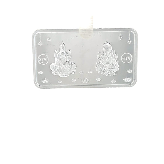 999 Silver 10g Lakshmi Ganesh Rectangular Coin with Yantra