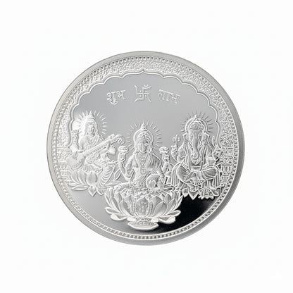 999 Silber 10 g Lakshmi Ganesh Saraswati Münze mit Om-Design