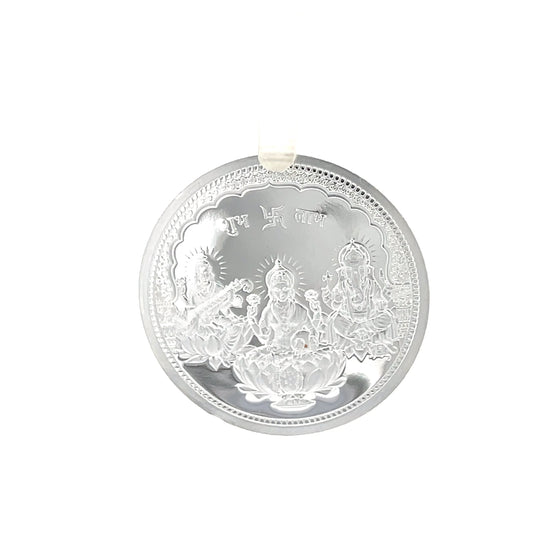 999 Silver 10g Lakshmi Ganesh Saraswati Coin with Om Design