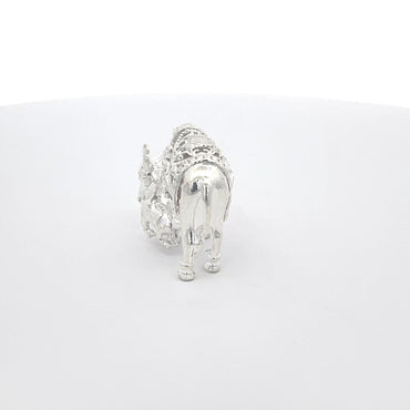 925 Silver Cow and Calf Idol – Ornate Design