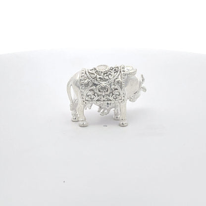 925 Silver Large Cow and Calf Idol – Ornate Design