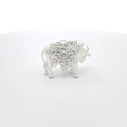925 Silver Small Cow and Calf Idol – Ornate Design