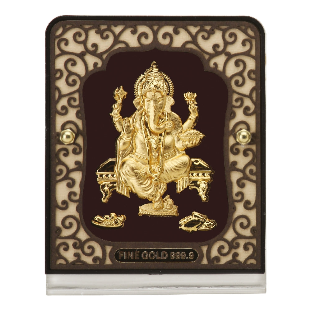 24 Karat Goldfolie Ganesha Auto-Aufsteller / Tischplatte