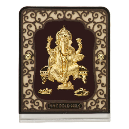 24 Karat Goldfolie Ganesha Auto-Aufsteller / Tischplatte