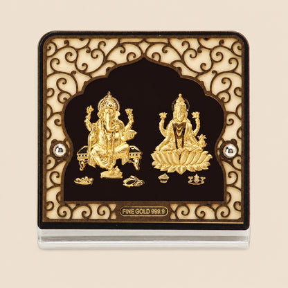 24KT Gold Foil Lakshmi Ganesha Car Stand / Table Top