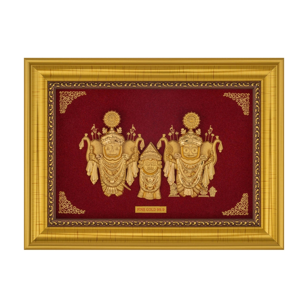 24KT Gold Foil Jagannath, Subhadra & Balaram Frame