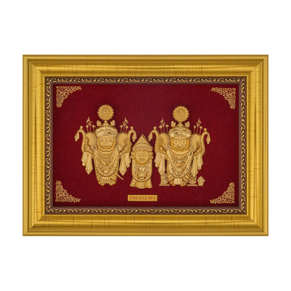 24 Karat Goldfolie Jagannath, Subhadra & Balaram Rahmen