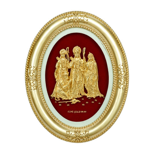 24KT Gold Foil Oval Frame Ram Darbar