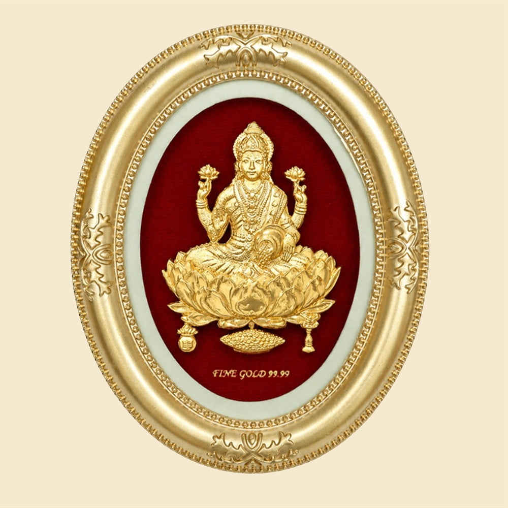 Cadre ovale en feuille d'or 24 carats Laxmi