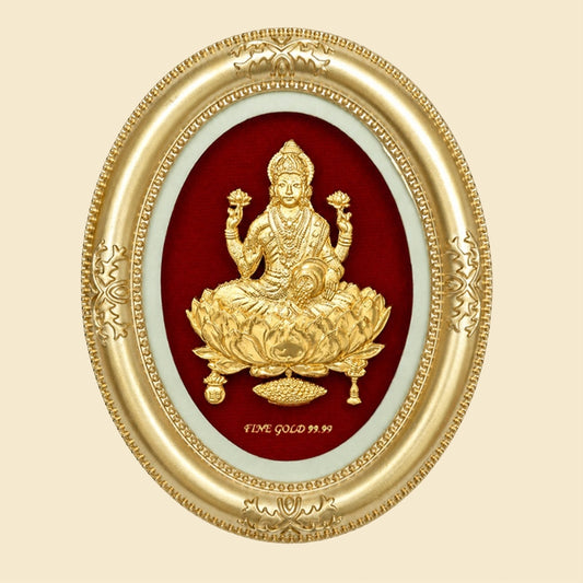 Cadre ovale en feuille d'or 24 carats Laxmi