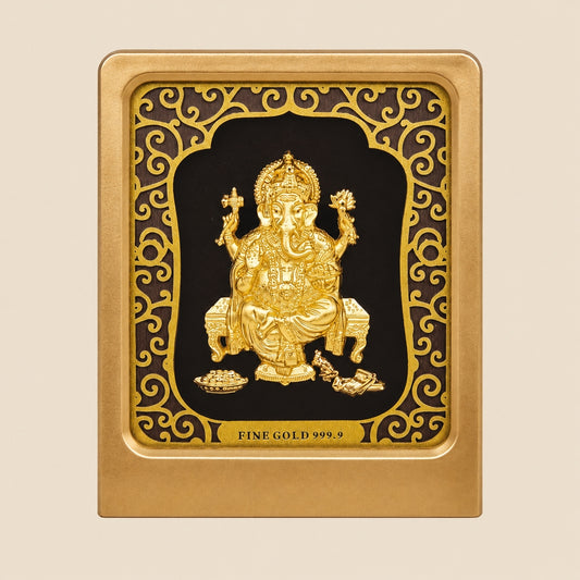 24KT Gold Foil Ganesha Car Stand / Table Top