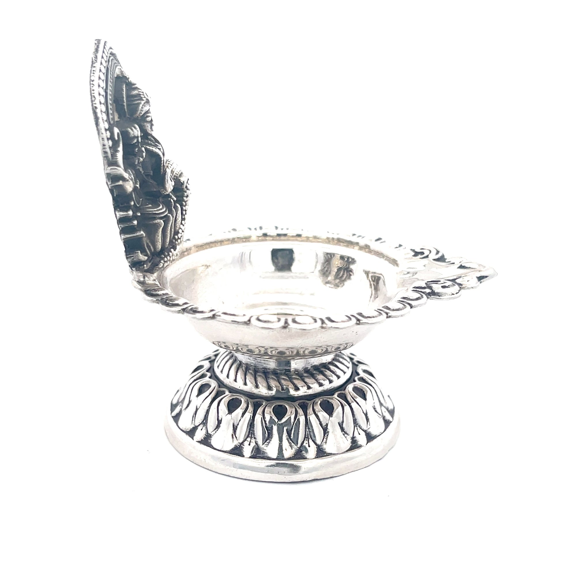 925 Silber Laxmi Diya – Oxidiertes Finish