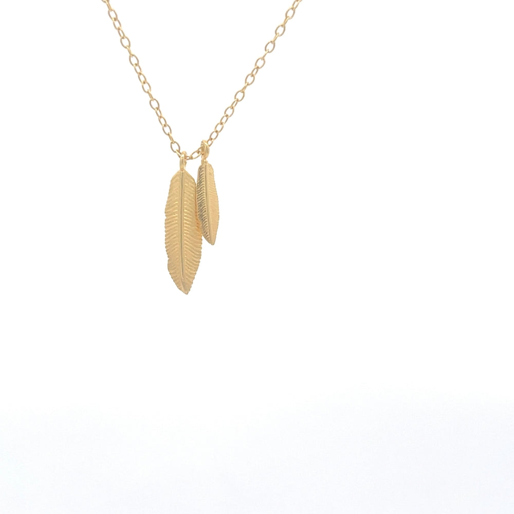 925 Silver Duo Feather Necklace with 14kt gold plating